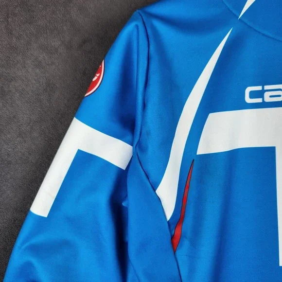 Castelli Free Jersey Cycling Mens Medium Blue White Full Zip Long Sleeve